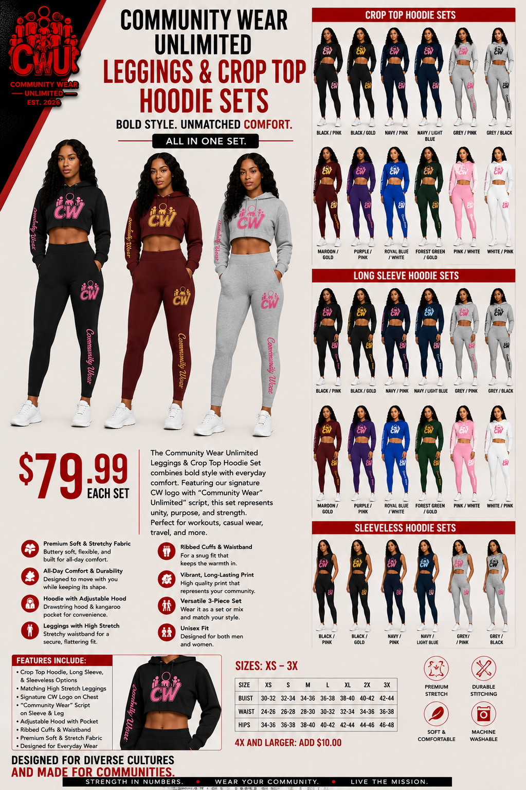 Community Wear Unlimited leggings and crop tops