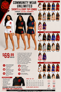 Community Wear Unlimited shorts and crop tops