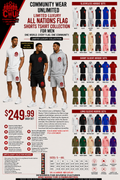 Community Wear Unlimited luxury all nations flag shorts and t shirt combo for men